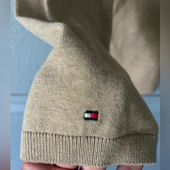 Tommy Hilfiger, crewneck, monogrammed, tan/navy, long sleeve cotton, sweater, L - Picture 7 of 15